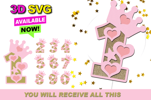 Download Princess Numbers 3D SVG - 3d svg Collection