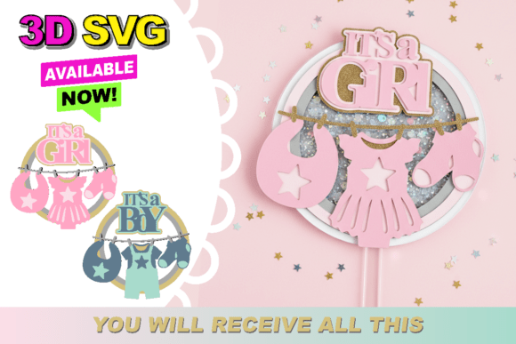 Download Clothesline Baby Topper 3D SVG - 3d svg Collection