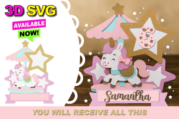 Download Carousel Cake Topper 3D SVG - 3d svg Collection