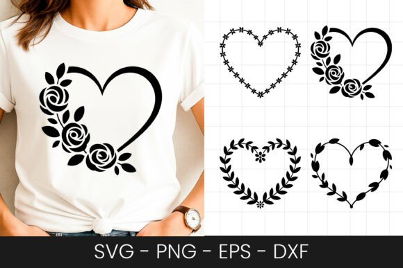 Download Floral Rose Heart Outline Design SVG PNG - Outline design Collection