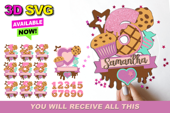 Download Sweet Numbers Topper 3D SVG - 3d svg Collection