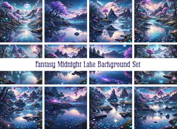 Download Fantasy Midnight Lake Background Set - Fantasy Collection