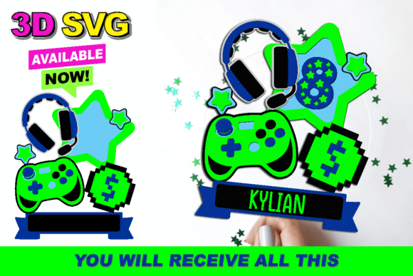 Download Video Game Cake Topper 3D SVG - 3d svg Collection