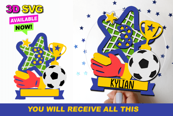 Download Soccer Cake Topper 3D SVG - 3d svg Collection
