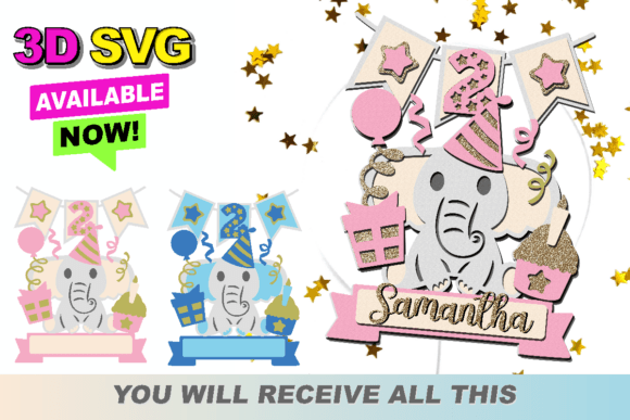 Download Elephant Baby Cake Topper 3D SVG - 3d svg Collection
