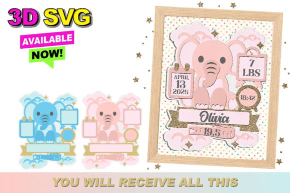 Download Birth Stats Announcement Signs 3D SVG - 3d svg Collection