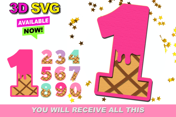 Download Ice Cream Numbers 3D SVG - 3d svg Collection