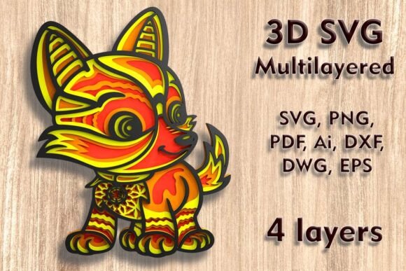 Download Fox 3D SVG Multilayer Laser Cut Files - 3d svg Collection