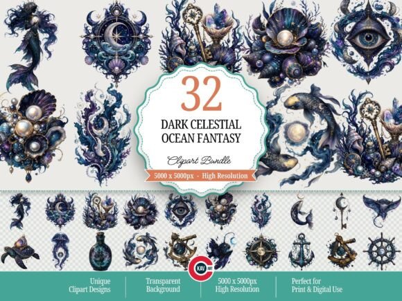Download Dark Celestial Ocean Fantasy Clipart - Fantasy Collection
