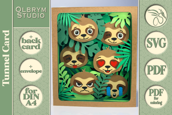Download Sloths Emoji Tunnel Card 3D SVG - 3d svg Collection