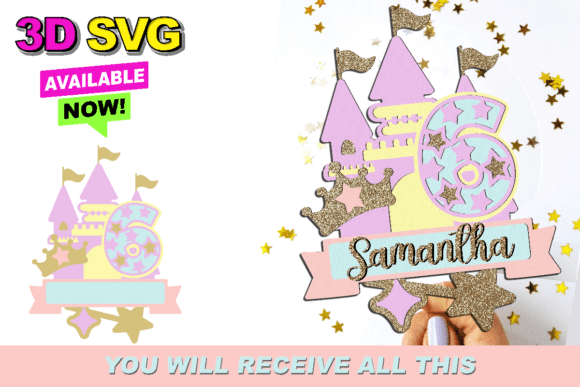 Download Castle Stars Cake Topper 3D SVG - 3d svg Collection