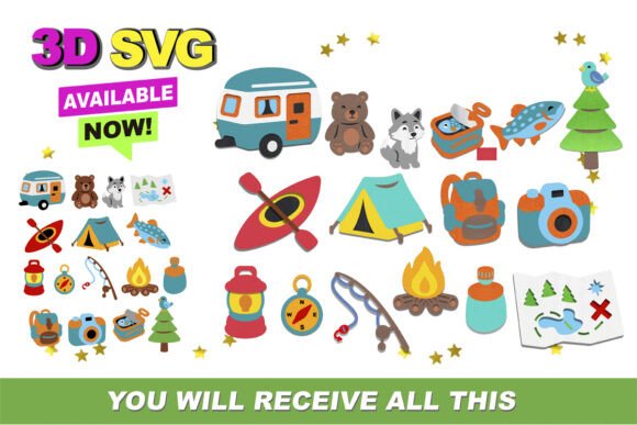 Download Camping Elements 3D SVG - 3d svg Collection