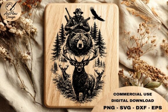 Download Hunter Wildlife Engraving SVG - Wildlife Collection